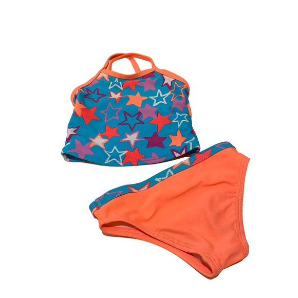 Wonder Nation Girls 12M Orange & Blue Two Piece Bathing Suit - Picture 7 of 10